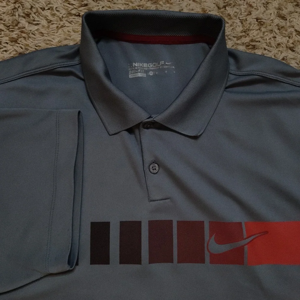 Nike Golf Gray Polo Men Sz M‎ Short Sleeve Performance Dri Fit Shirt